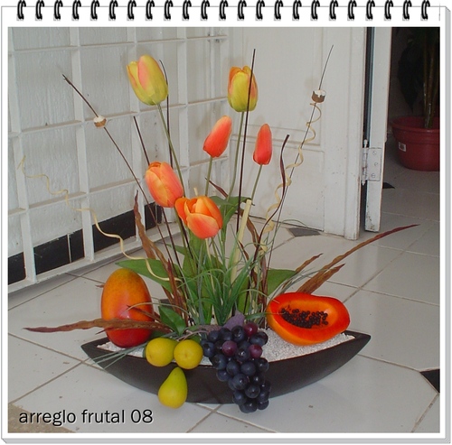  -arreglos de mesa- flores y frutas artificiales